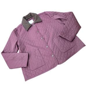 Bagatelle Quilted Burgundy Snap Front Corduroy Collar Jacket Size Large